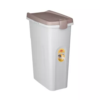 STEFANPLAST Recipiente de almacenamiento de comida para mascotas con ruedas 40L 15kg blanco/gris claro