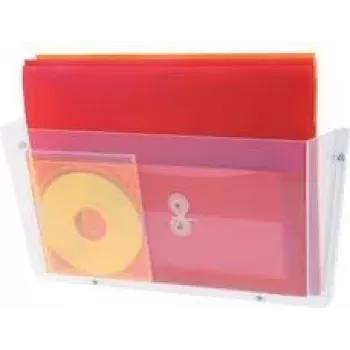 deflecto Expositor de folletos de pared DocuPocket, DIN A4 horizontal, plástico transparente irrompible, 1 unidad (63201)