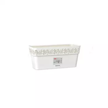 STEFANPLAST Jardinera con plato Gaia 30x13x12 cm blanco