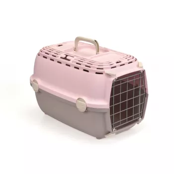 STEFANPLAST Transportín Horizon 1 con puerta metálica 48x32x30cm rosa/gris