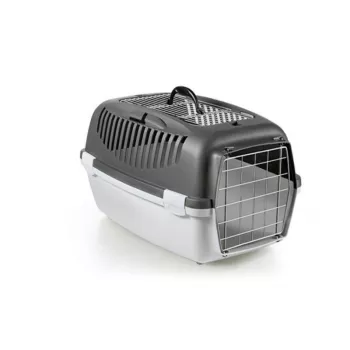 STEFANPLAST Transportín Gulliver 3 Top Free con puerta metálica 61x40x38cm gris oscuro/gris claro