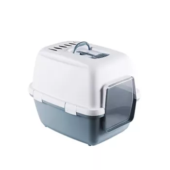 STEFANPLAST Cathy Comfort arenero con capucha para gatos 58x45x48 cm blanco/azul