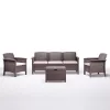 BICA conjunto de muebles de jardín Venezia 3 beige - sofá de exterior para 5 plazas con estructura de aluminio, trenzado de cuerda y mesa de vidrio templado