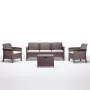 BICA conjunto de muebles de jardín Venezia 3 beige - sofá de exterior para 5 plazas con estructura de aluminio, trenzado de cuerda y mesa de vidrio templado