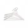 ORDINETT percha de madera pack de 3, blanco, 45 cm, gancho giratorio cromado, barra para pantalones