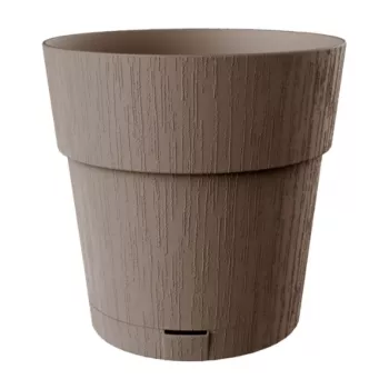STEFANPLAST Ethica maceta redonda con plato, marrón, 40x39 cm, 25 L