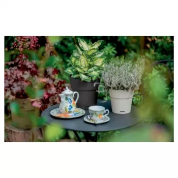 STEFANPLAST Ethica maceta redonda con plato, marrón, 40x39 cm, 25 L