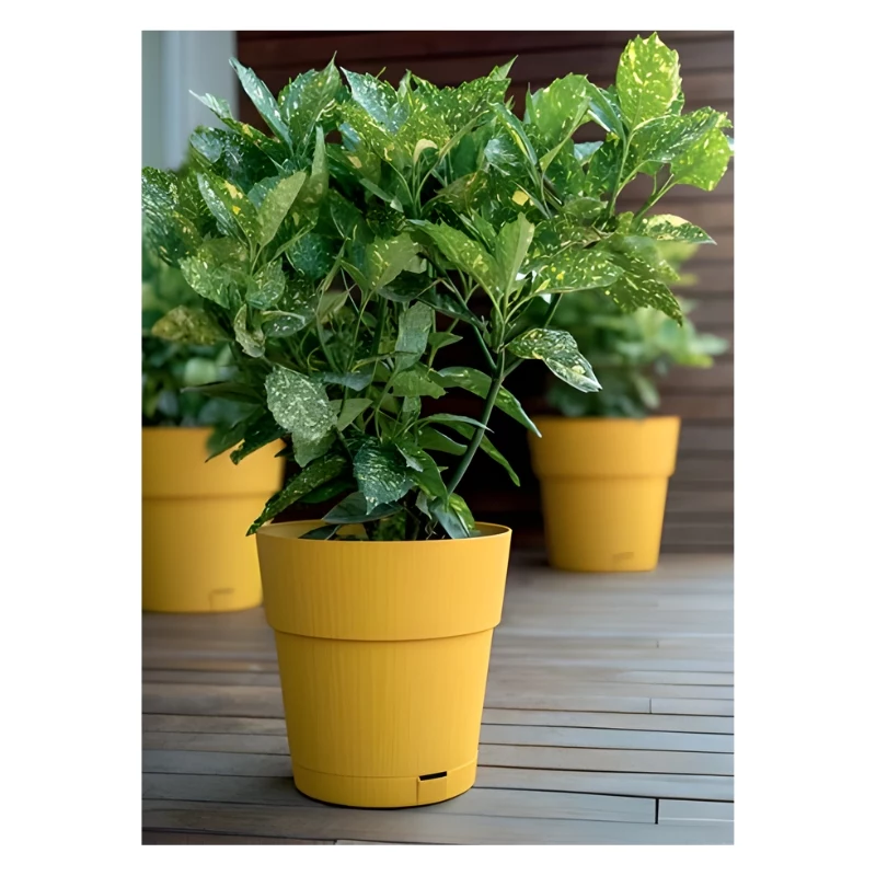 STEFANPLAST Ethica maceta con plato Ø40x39cm amarillo mostaza