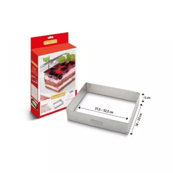 GUARDINI Aro ajustable rectangular para tartas 18x27,5x5cm hasta 33x52,5x5cm Acero inoxidable