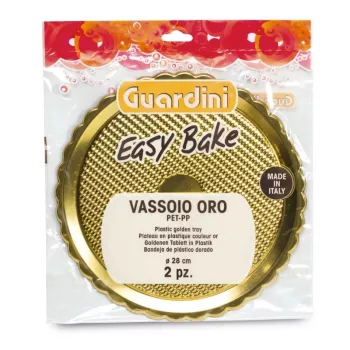 GUARDINI Easy Bake Bandejas de plástico dorado, pack de 2 Ø28cm