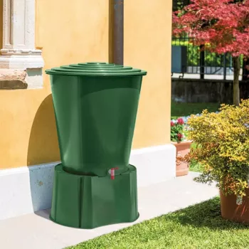 STEFANPLAST Bidón de agua de lluvia 500L con tapa y grifo Ø100x85cm Verde