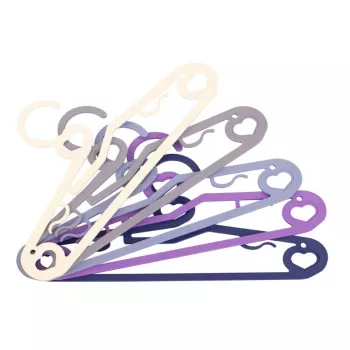ORDINETT Cupid Percha de plástico pack de 5, colores surtidos, 42 x 21 cm, fina con barra para pantalones