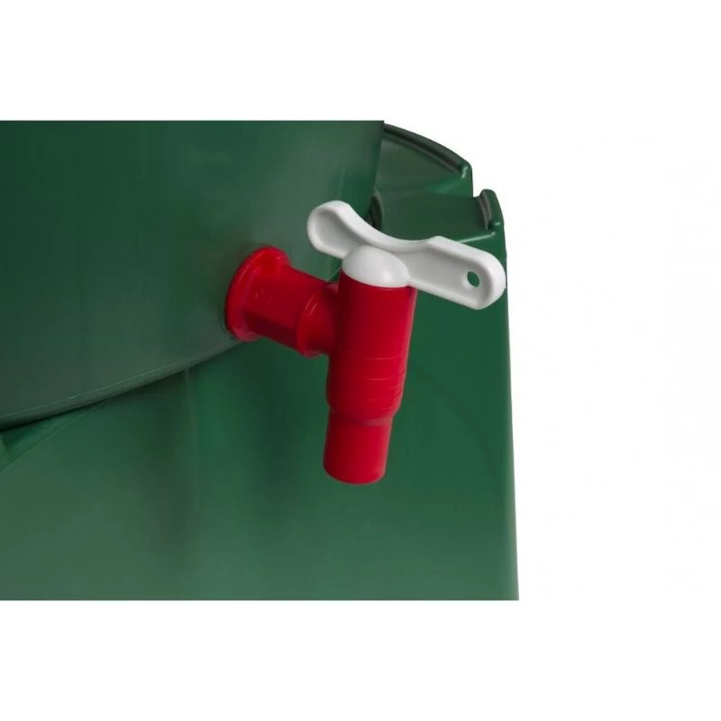 STEFANPLAST Bidón de agua de lluvia 310L con tapa y grifo, Verde, Ø80x97cm
