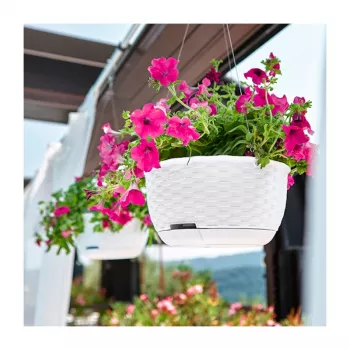 STEFANPLAST Maceta colgante Natural Ø30x14,5cm Blanco