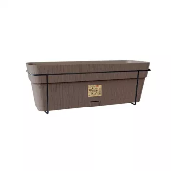 STEFANPLAST Set de balcón con sistema de riego automático y soporte metálico 50x18x17cm Marrón