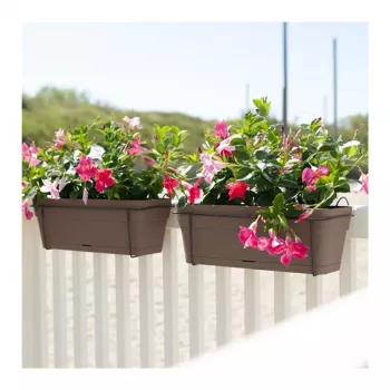 STEFANPLAST Set de balcón con sistema de riego automático y soporte metálico 50x18x17cm Marrón