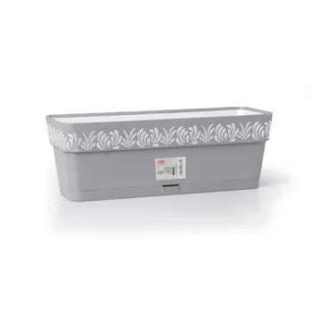 STEFANPLAST Jardinera con plato Gaia 50x18x17 cm Gris