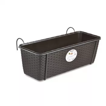 STEFANPLAST Jardinera de balcón con soporte metálico Marrón 50x18x16 cm