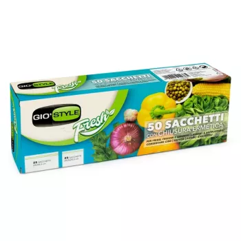 GIOSTYLE Bolsas herméticas para alimentos 50 uds. (25 x 24x26,5cm + 25 x 20,5x20,5cm)