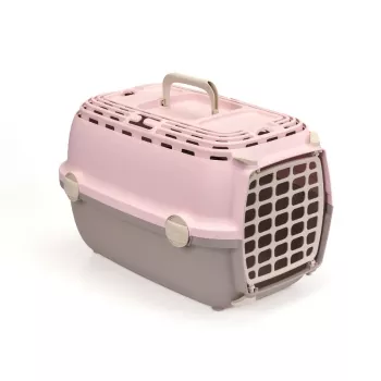 STEFANPLAST Transportín Horizon 1 con puerta de plástico 48x32x30cm Rosa/Gris