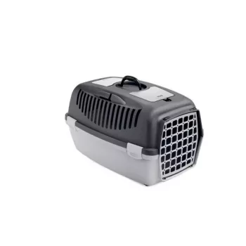 STEFANPLAST Transportín Gulliver 2 con puerta de plástico 55x36x35cm gris oscuro/gris claro