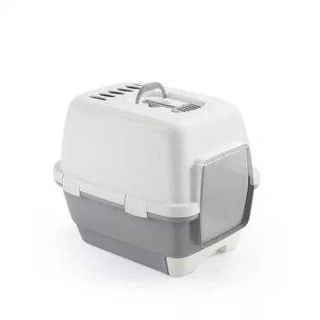STEFANPLAST Cathy Clever & Smart Arenero con cubierta, blanco/gris, 58x45x48 cm
