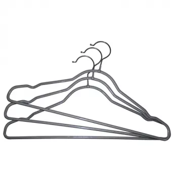 ORDINETT Perchas antideslizantes de acero recubierto de vinilo, 3 piezas, plata, 42 cm