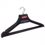 SAUBER Perchas de madera, pack de 3, acabado oscuro, gancho giratorio 360°, barra para pantalones