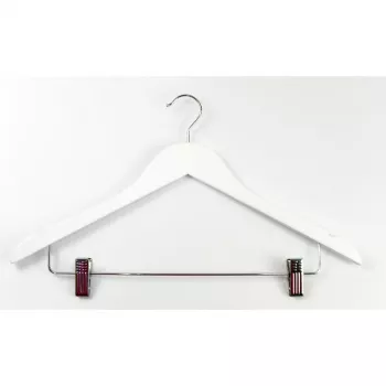 ORDINETT Perchas de madera con pinzas, pack de 2, blancas, 44,5 cm