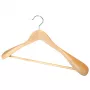 SAUBER Percha de madera ancha con hombro, gancho giratorio 360° y barra antideslizante para pantalones