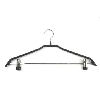 ORDINETT Perchas con pinzas 2 uds. acero/vinilo antideslizante 44cm negro