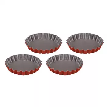 GUARDINI Set de moldes para tartaletas 4 uds. Rossana Ø12x1,9cm acero antiadherente antracita