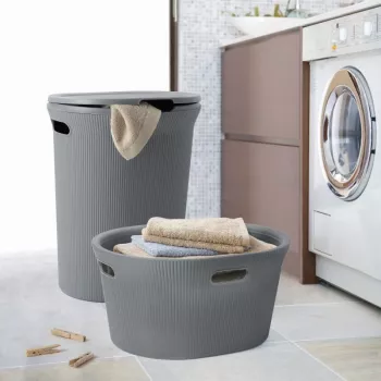 Cesto de ropa TATAY Baobab 40L gris