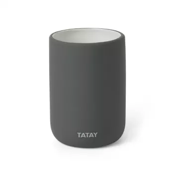 Portacepillos de dientes TATAY Tube, cerámica, gris antracita, capacidad para 4 cepillos