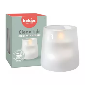Vela aromática en vaso BOLSIUS Clean Light Ø95x85mm sin aroma