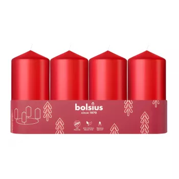BOLSIUS vela cilíndrica 4 uds. Ø100x48 mm rojo