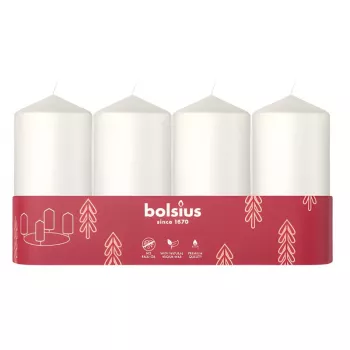BOLSIUS vela cilíndrica 4 uds. Ø100x48mm blanco