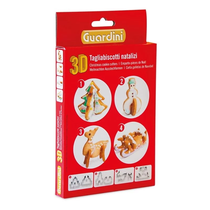 GUARDINI set de moldes 3D para horno hombre de jengibre con 4 moldes en una caja 21 x 12,5 x 2 cm