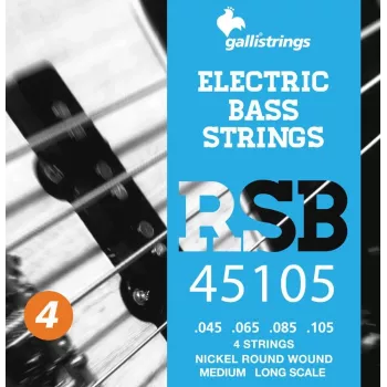 Galli RSB-45105 N cuerdas para bajo - juego de 4 cuerdas, .045-.105, acero niquelado, entorchadas redondas, escala larga
