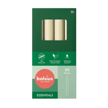 BOLSIUS Velas de mesa 8 unidades en una caja 170/20mm perla