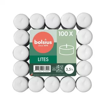 BOLSIUS Velas de té 100 unidades blancas