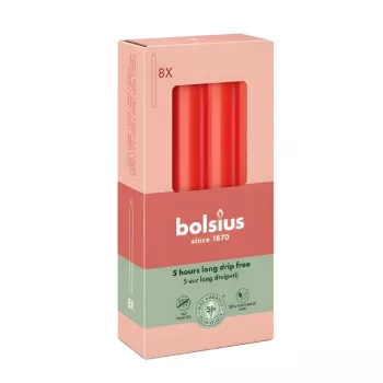 BOLSIUS Velas de mesa pack de 8 rojas 170/20 mm