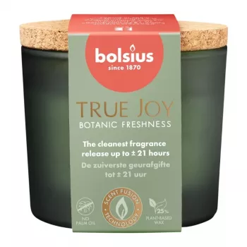 BOLSIUS Vela perfumada True Joy en vaso con tapa de corcho, Botanic Freshness, Ø66 x 83 mm