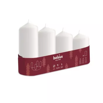 BOLSIUS Velas cilíndricas 4 uds. Ø120, 100, 80, 60x48mm blancas