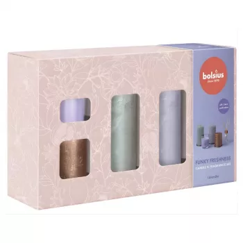 BOLSIUS Set de regalo Funky Freshness Lavender - colección de baño y cuerpo de 5 piezas