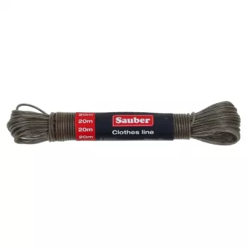 SAUBER tendedero 20m con núcleo de acero y recubrimiento de PVC, blanco