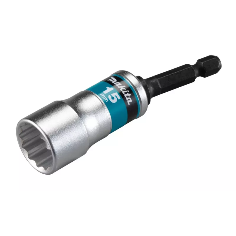 Makita E-03501 Llave de vaso de torsión 15 mm, vástago hexagonal 1/4 pulgadas, 6 caras