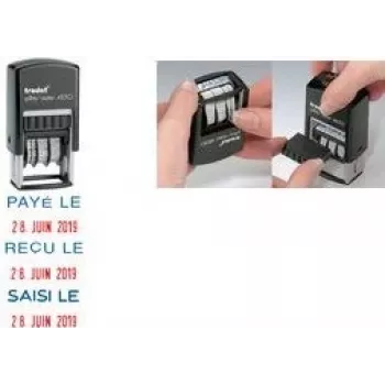 Trodat Printy Dater 4850L PAYÉ LE (FR) Sello de fecha autoentintable, Francés, 24 x 24 mm, Negro 4850/L2