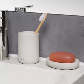 TATAY Soporte de cepillo de dientes Soft Ceramic, blanco