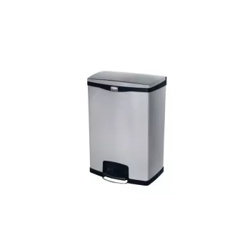 Cubo de basura con pedal Rubbermaid Slim Jim 90L de acero inoxidable, plata/negro, pedal frontal 1901999